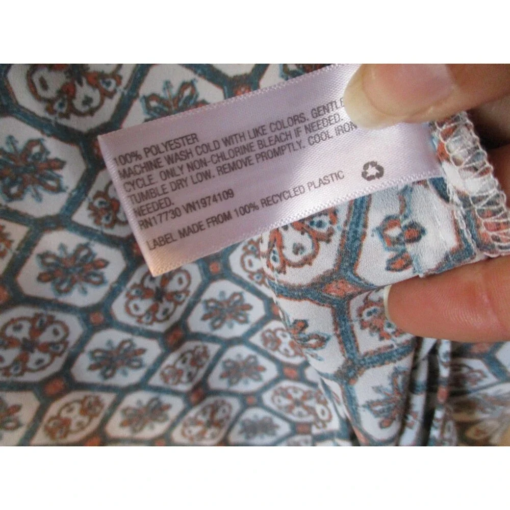 Knox Rose Women’s Size XXL Boho Tile Print Maxi Dress Blue Print Slit Sleeveless - Picture 7 of 10
